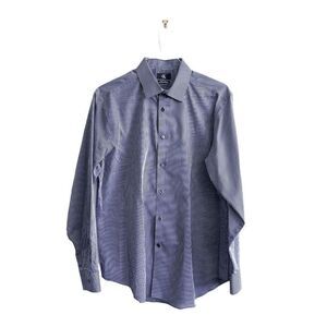 Calvin Klein Men's Slim Fit Non Iron Shirt Long Sleeve Pinstripes Blue Size 17